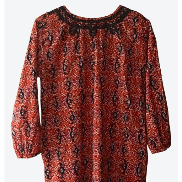 Fragonard Parfumeur T1 Small 3/4 Raglan Sleeve Embroidered Geometric Dress Red - Picture 5 of 7